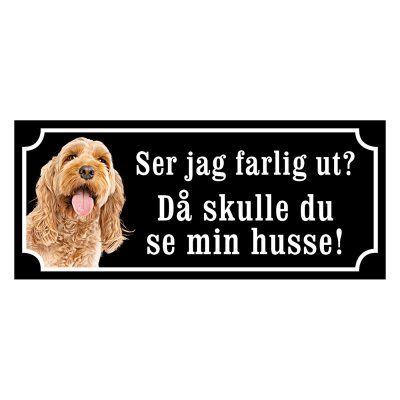 fin skylt cockerpoo gammaldags stil hundskylt emaljskylt hund