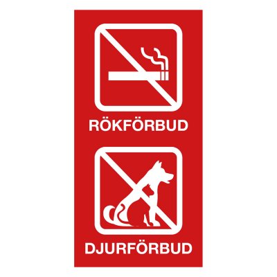 Rök och djurförbud skylt