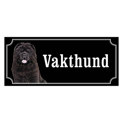 Chow chow svart gammaldags stil emaljskylt hund