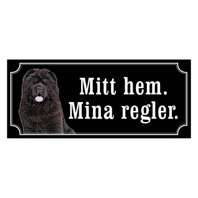 Chow chow svart gammaldags stil emaljskylt hund