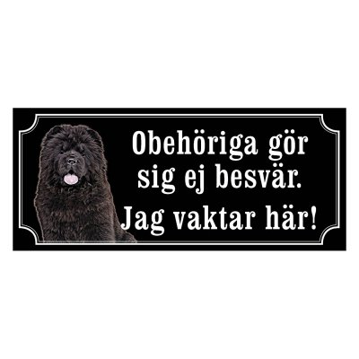 Chow chow svart gammaldags stil emaljskylt hund