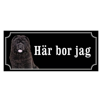 Chow chow svart gammaldags stil emaljskylt hund
