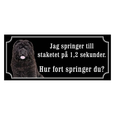 Chow chow svart gammaldags stil emaljskylt hund