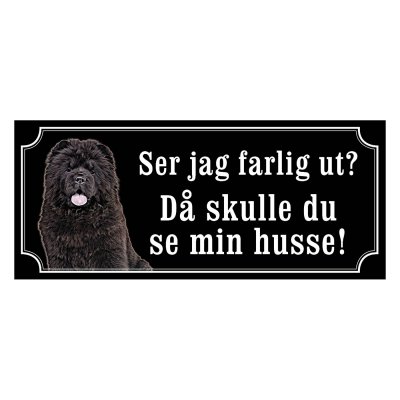 Chow chow svart gammaldags stil emaljskylt hund