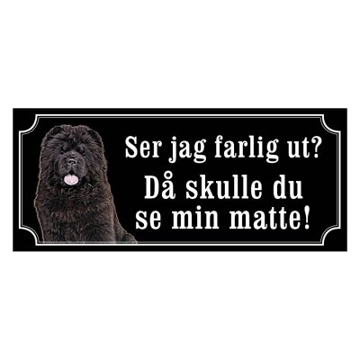 Chow chow svart gammaldags stil emaljskylt hund