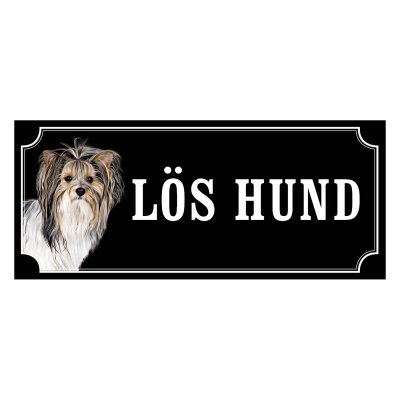 Biewer terrier gammaldags stil emaljskylt hund