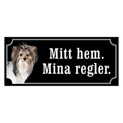 Biewer terrier gammaldags stil emaljskylt hund
