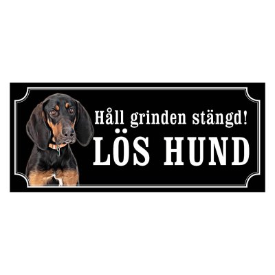 Black and tan coonhound gammaldags stil emaljskylt hund