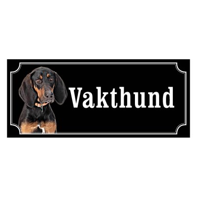 Black and tan coonhound gammaldags stil emaljskylt hund