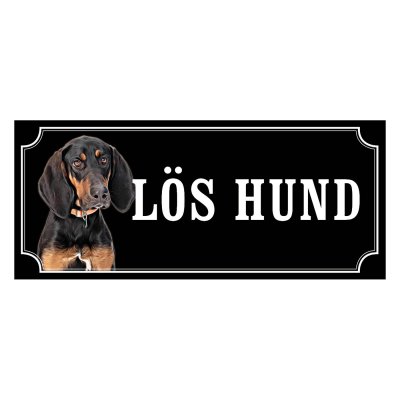 Black and tan coonhound gammaldags stil emaljskylt hund