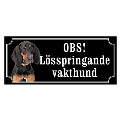 Black and tan coonhound gammaldags stil emaljskylt hund