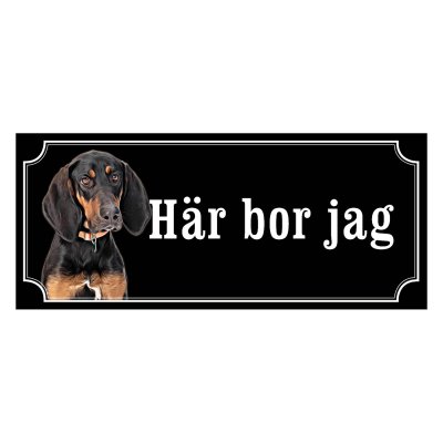 Black and tan coonhound gammaldags stil emaljskylt hund