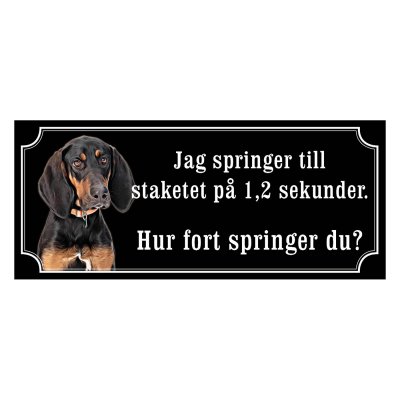 Black and tan coonhound gammaldags stil emaljskylt hund