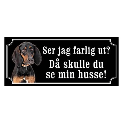 Black and tan coonhound gammaldags stil emaljskylt hund