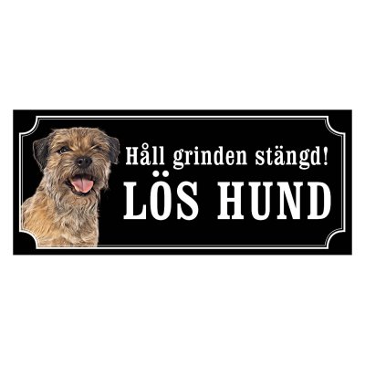 Borderterrier gammaldags stil emaljskylt hund