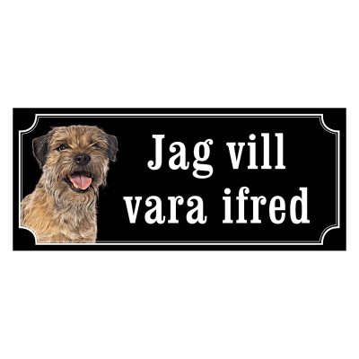 Borderterrier gammaldags stil emaljskylt hund