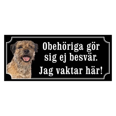 Borderterrier gammaldags stil emaljskylt hund