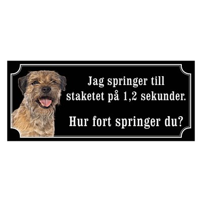 Borderterrier gammaldags stil emaljskylt hund