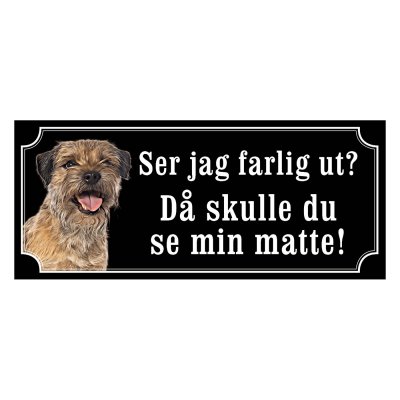Borderterrier gammaldags stil emaljskylt hund