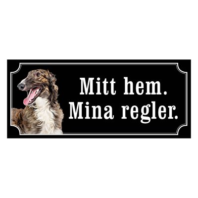 Borzoi gammaldags stil emaljskylt hund