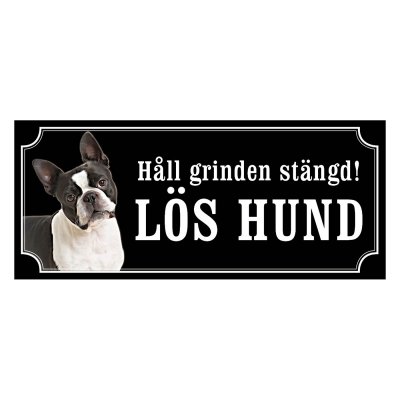 Bostonterrier gammaldags stil emaljskylt hund