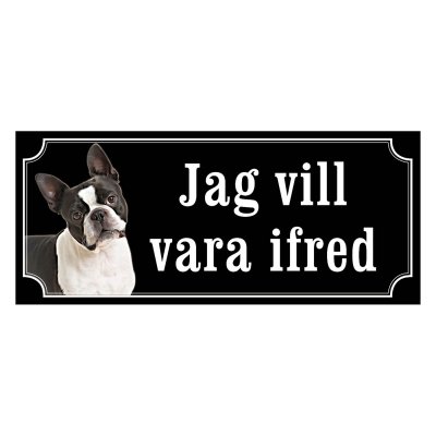Bostonterrier gammaldags stil emaljskylt hund