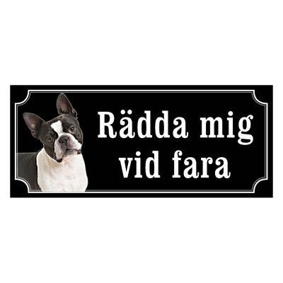 Bostonterrier gammaldags stil emaljskylt hund