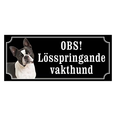 Bostonterrier gammaldags stil emaljskylt hund