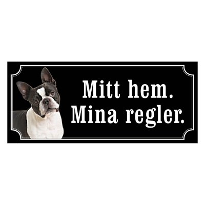 Bostonterrier gammaldags stil emaljskylt hund