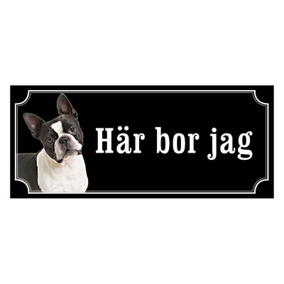 Bostonterrier gammaldags stil emaljskylt hund