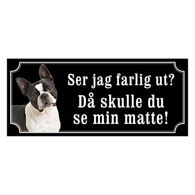 Bostonterrier gammaldags stil emaljskylt hund
