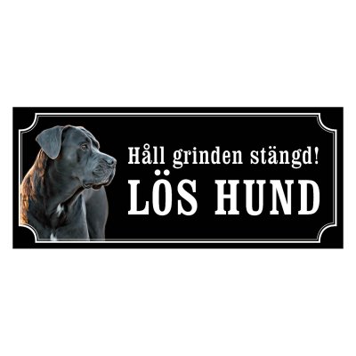 Cane corso svartgrå gammaldags stil emaljskylt hund