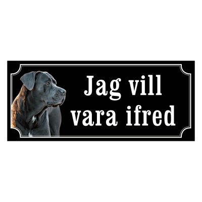 Cane corso svartgrå gammaldags stil emaljskylt hund