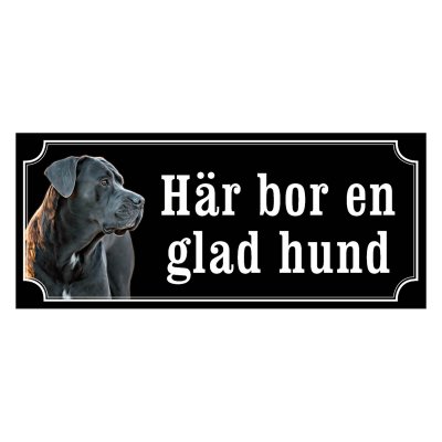 Cane corso svartgrå gammaldags stil emaljskylt hund