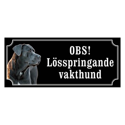 Cane corso svartgrå gammaldags stil emaljskylt hund