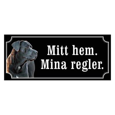 Cane corso svartgrå gammaldags stil emaljskylt hund