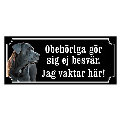 Cane corso svartgrå gammaldags stil emaljskylt hund