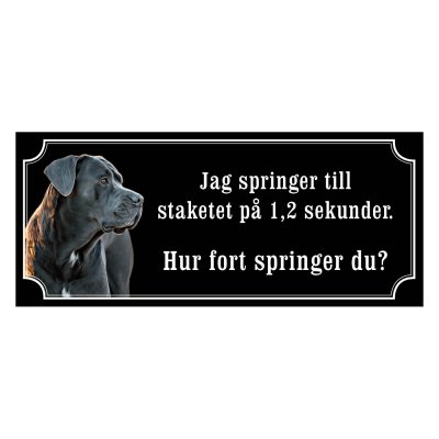 Cane corso svartgrå gammaldags stil emaljskylt hund