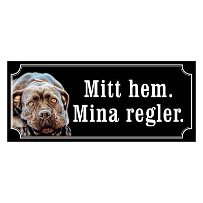 Cane corso svartröd gammaldags stil emaljskylt hund