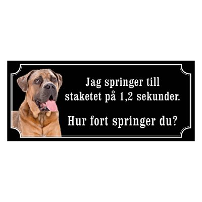 Cane corso brun gammaldags stil emaljskylt hund