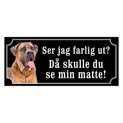 Cane corso brun gammaldags stil emaljskylt hund