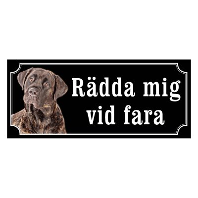 Cane corso brunröd gammaldags stil emaljskylt hund