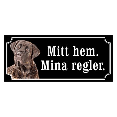 Cane corso brunröd gammaldags stil emaljskylt hund