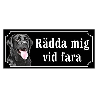 Labrador svart gammaldags stil emaljskylt hund