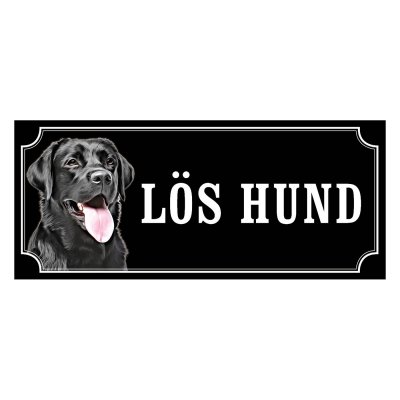 Labrador svart gammaldags stil emaljskylt hund