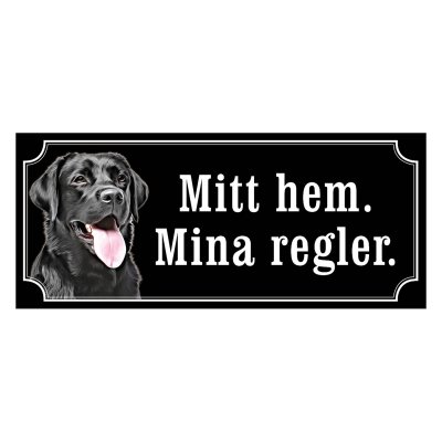 Labrador svart gammaldags stil emaljskylt hund