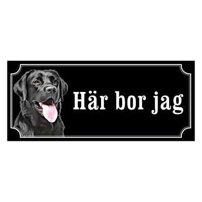 Labrador svart gammaldags stil emaljskylt hund