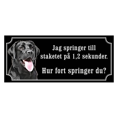 Labrador svart gammaldags stil emaljskylt hund