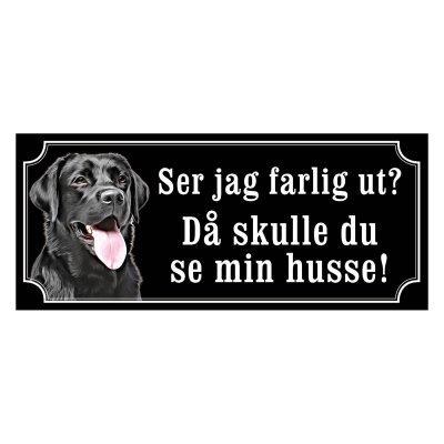 Labrador svart gammaldags stil emaljskylt hund