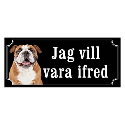 Engelsk bulldog gammaldags stil emaljskylt hund